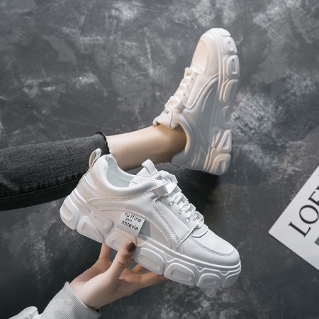 White Spring New Heightening Running Board Shoes Breathable Lace