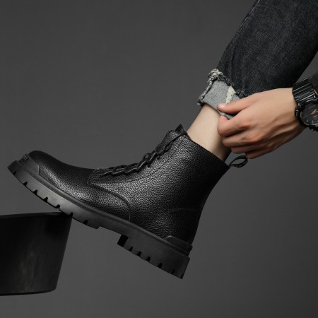 Autumn And Winter New Trend Round Toe Mid-Tube Martin Boots