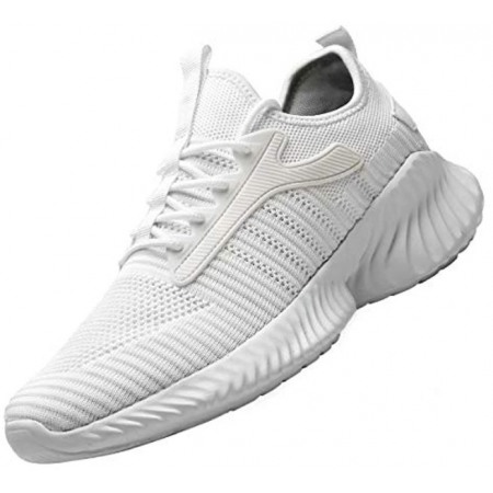 Men's Slip On Walking Shoes Fashion Breathable Sneakers Mesh Soft Sole Casual Athletic Lightweight Running Shoes White